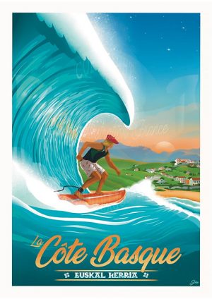 Affiche Joia "Surfeur, Côte Basque" 50 x 70