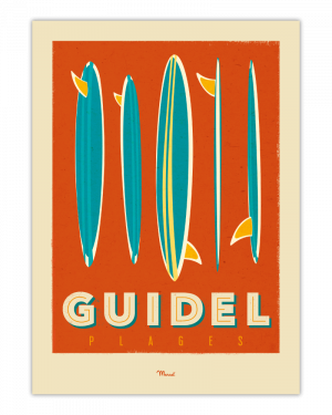 Affiche Marcel "Guidel-Surfboards" 50 x 70