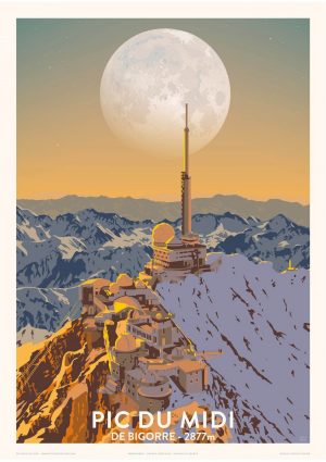 Affiche Fricker "Pic du Midi de Bigorre, Observatoire" 30 x 40