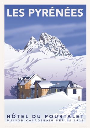 Affiche Fricker " Pyrénées - Hôtel du Pourtalet" 30 x 40
