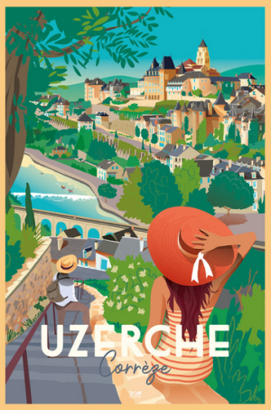 Affiche Doz "Uzerche" 29,7 x 42