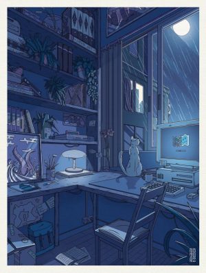 Affiche NOTORI "Le chat et la pluie" - 30x40