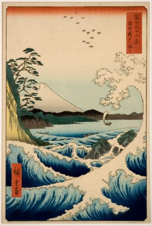 Affiche Blue art "HIROSHIGE – Sea at satta " - 50x70